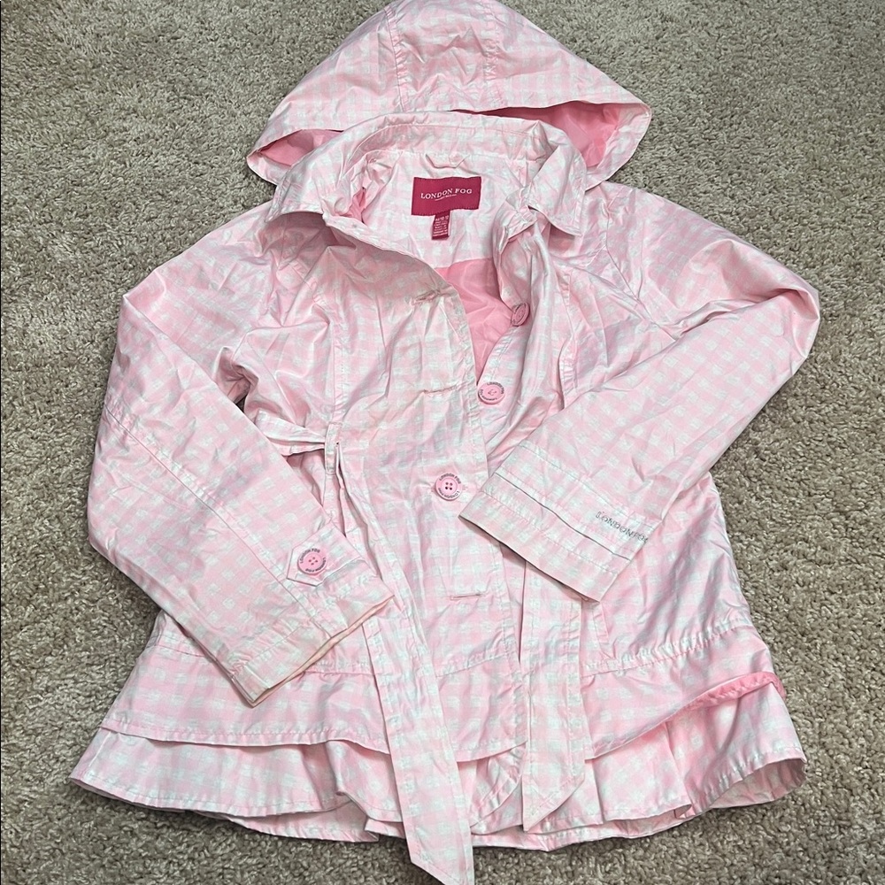 London Fog Light Pink Hooded Jacket M/ 10-12